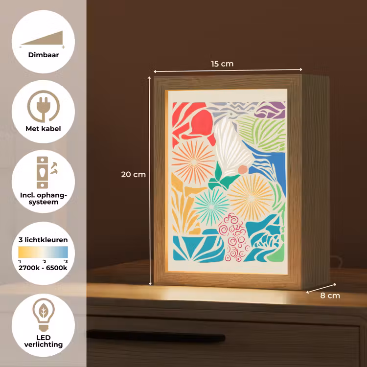 Kleurrijk - Abstract - Bloemen - Patronen Light Box met kabel (Tafellamp) klein -USP_NL