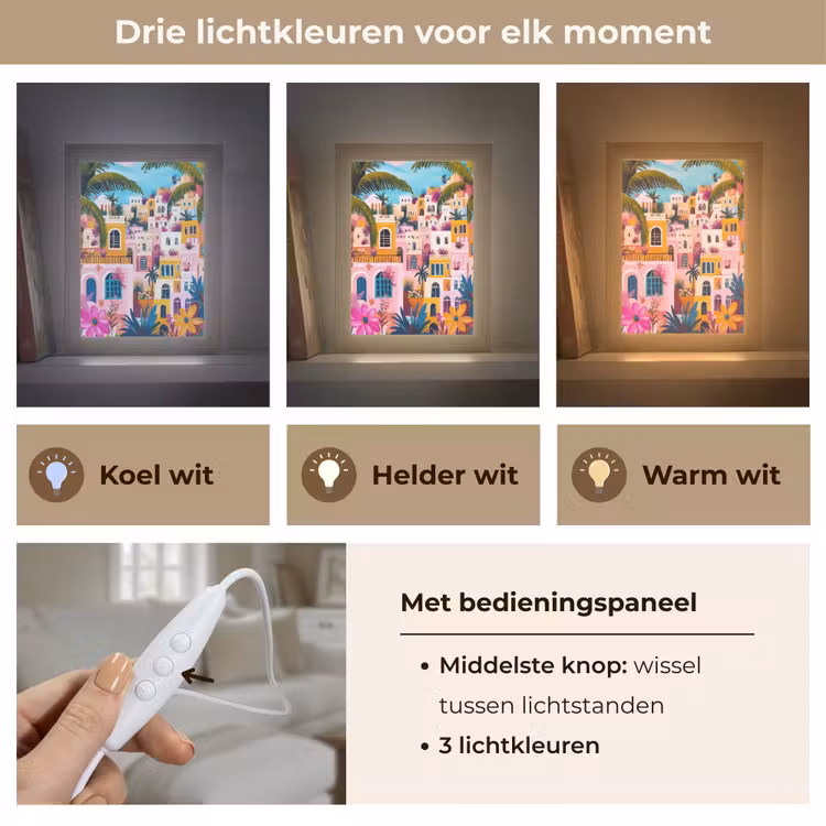 Kleurrijk - Roze - Oranje - Geel - Bloemen Light Box met kabel (Tafellamp) klein -USP_lichtkleurNL