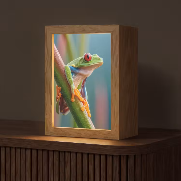 Kleurrijke kikker - Groene stengel - Alert Light Box met kabel (Tafellamp) klein -z3d_website