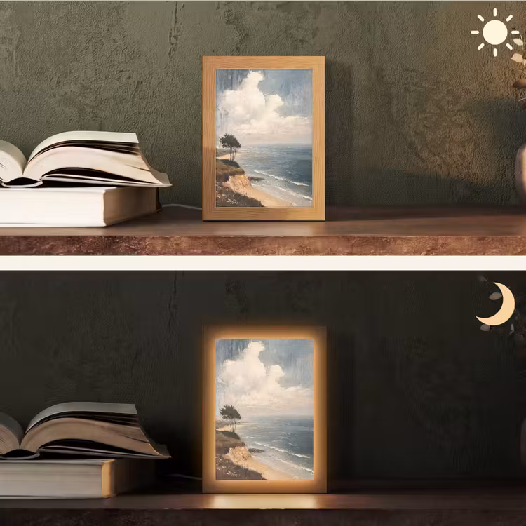 Klif - Zee - Boom Light Box met kabel (Tafellamp) klein -sfeer3