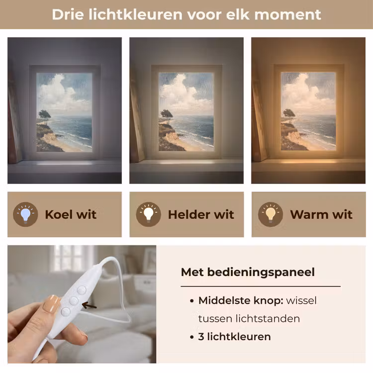 Klif - Zee - Boom Light Box met kabel (Tafellamp) klein -USP_lichtkleurNL
