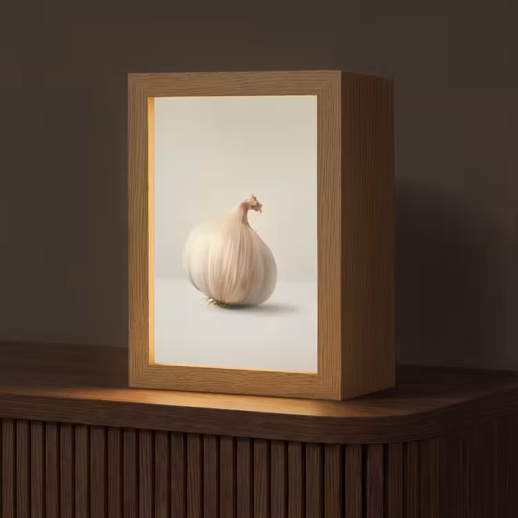 Knoflook - Natuurlijk - Beige Light Box met kabel (Tafellamp) klein -z3d_website