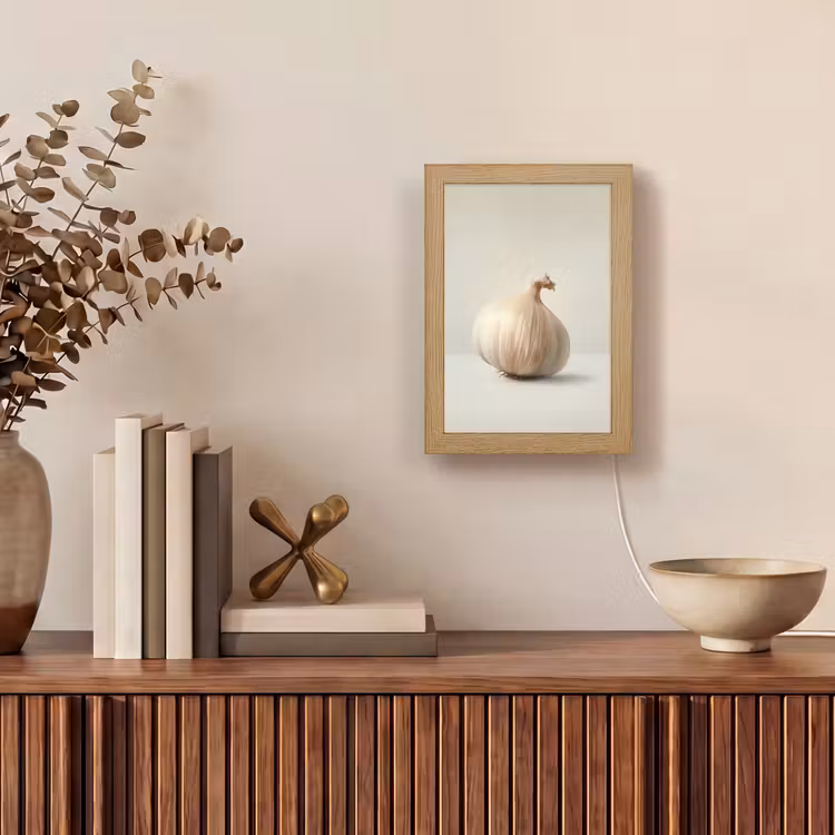 Knoflook - Natuurlijk - Beige Light Box met kabel (Tafellamp) klein -sfeer2