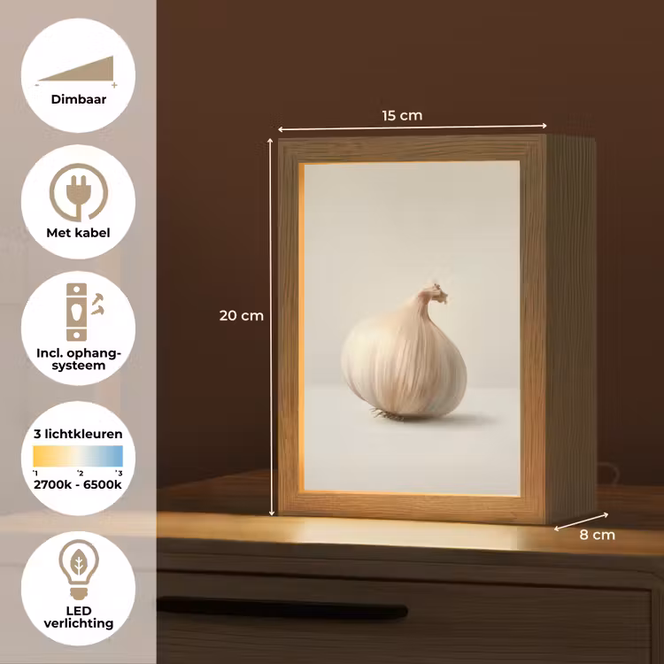 Knoflook - Natuurlijk - Beige Light Box met kabel (Tafellamp) klein -USP_NL