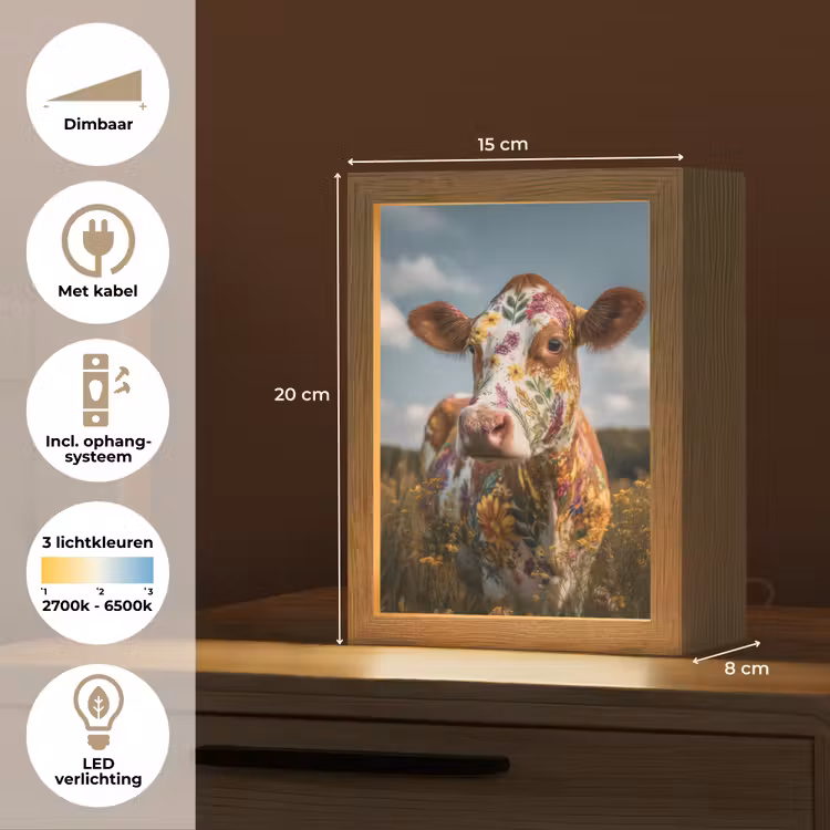 Koe - Bloemen - Weiland Light Box met kabel (Tafellamp) klein -USP_NL