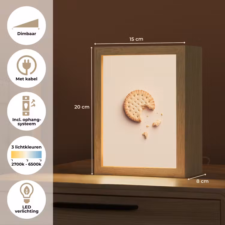 Koekje - Kruimels - beige Light Box met kabel (Tafellamp) klein -USP_NL