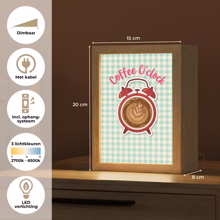 Koffie - Klok - Groen Light Box met kabel (Tafellamp) klein -USP_NL