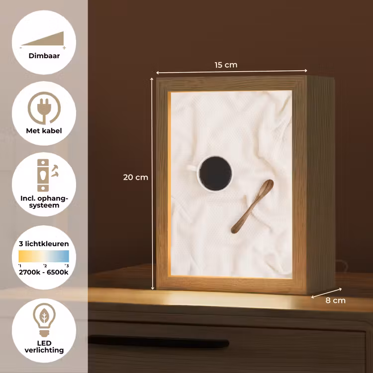 Koffie - Lepel - Mok Light Box met kabel (Tafellamp) klein -USP_NL