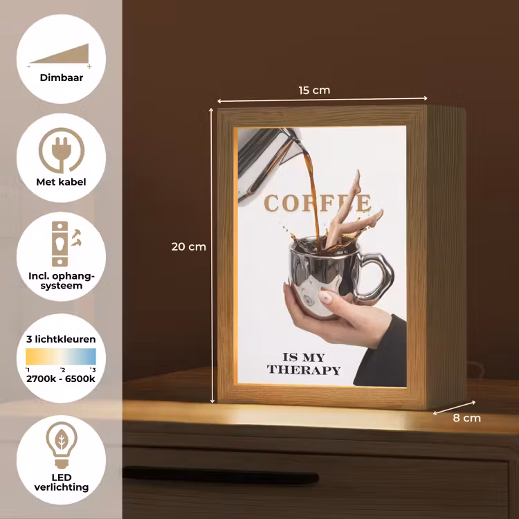 Koffie - Mok - Kan - Therapie Light Box met kabel (Tafellamp) klein -USP_NL