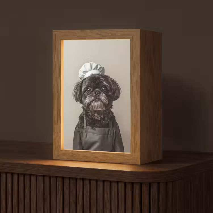 Kokskleding - Zwart - Hondje Light Box met kabel (Tafellamp) klein -z3d_website