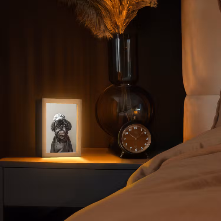 Kokskleding - Zwart - Hondje Light Box met kabel (Tafellamp) klein -sfeer1