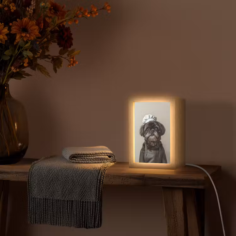 Kokskleding - Zwart - Hondje Light Box met kabel (Tafellamp) klein -sfeer4