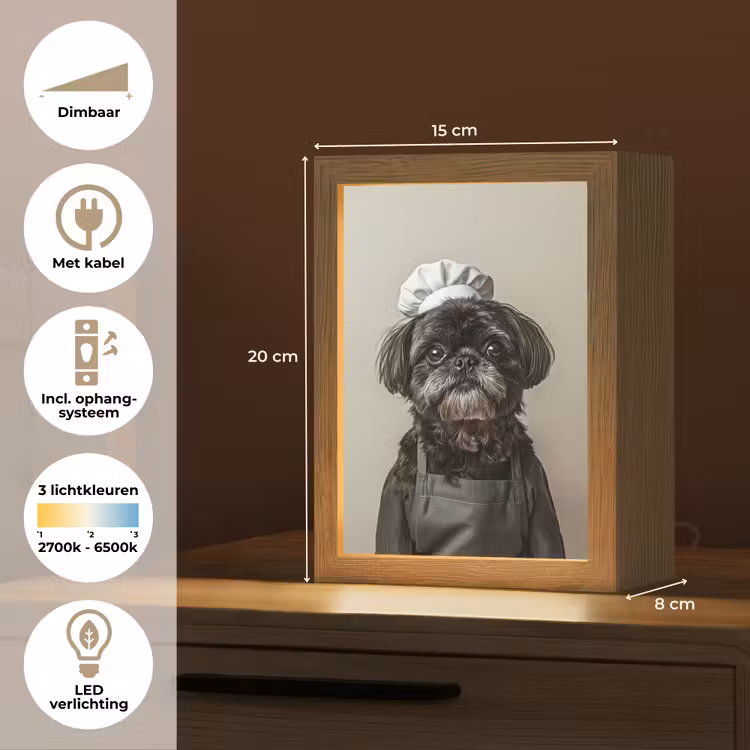 Kokskleding - Zwart - Hondje Light Box met kabel (Tafellamp) klein -USP_NL