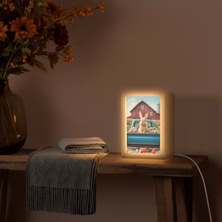 Konijn - Boerderij - Eieren Light Box met kabel (Tafellamp) klein -sfeer4