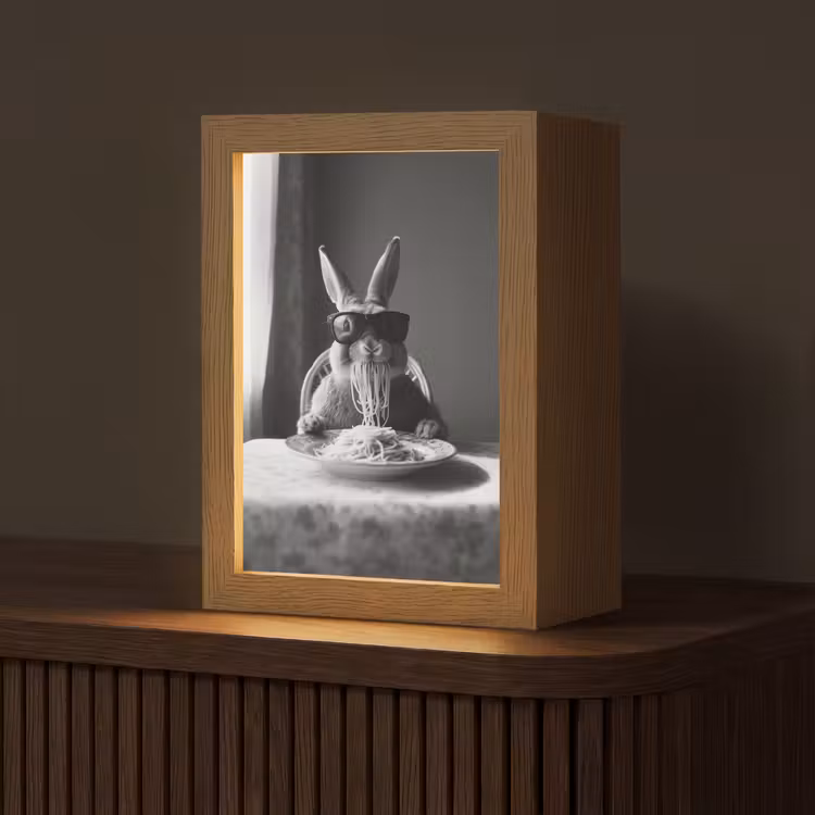 Konijn - Bunny - Zonnebril - Tafelkleed - Pasta - Schattig Light Box met kabel (Tafellamp) klein -z3d_website