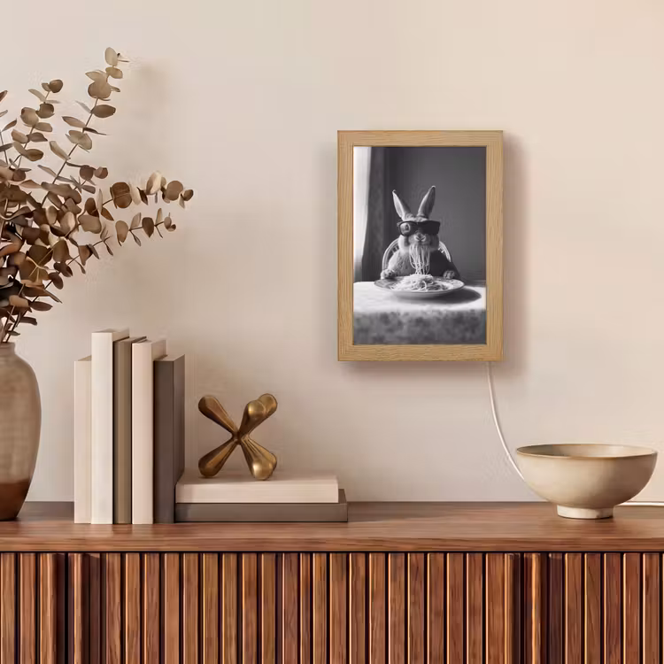 Konijn - Bunny - Zonnebril - Tafelkleed - Pasta - Schattig Light Box met kabel (Tafellamp) klein -sfeer2
