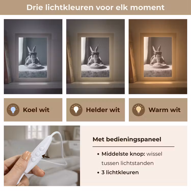 Konijn - Bunny - Zonnebril - Tafelkleed - Pasta - Schattig Light Box met kabel (Tafellamp) klein -USP_lichtkleurNL