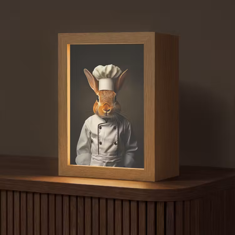 Konijn - Kok - Dier Light Box met kabel (Tafellamp) klein -z3d_website