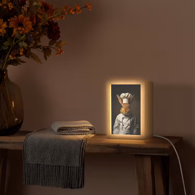Konijn - Kok - Dier Light Box met kabel (Tafellamp) klein -sfeer4