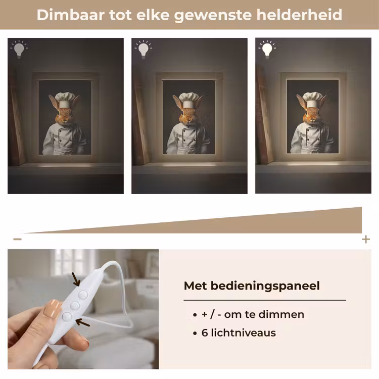 Konijn - Kok - Dier Light Box met kabel (Tafellamp) klein -USP_dimbaarNL