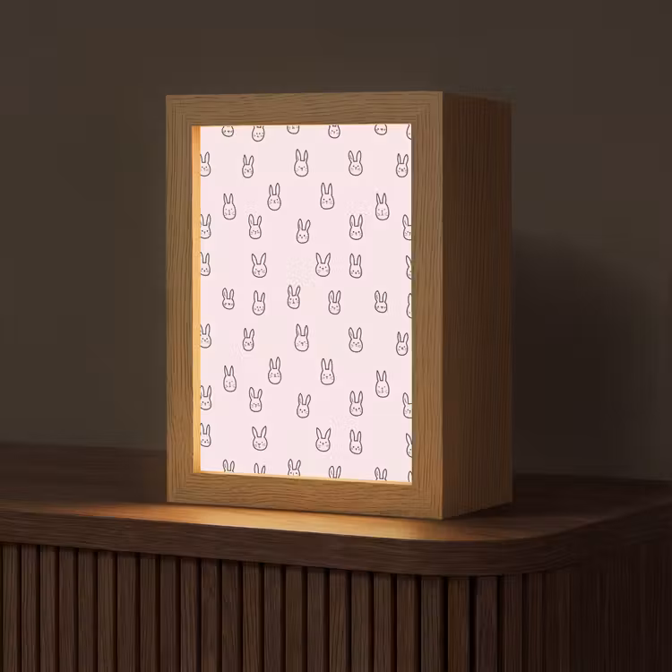 Konijnen - Minimalistisch - Roze Light Box met kabel (Tafellamp) klein 925 -z3d_website