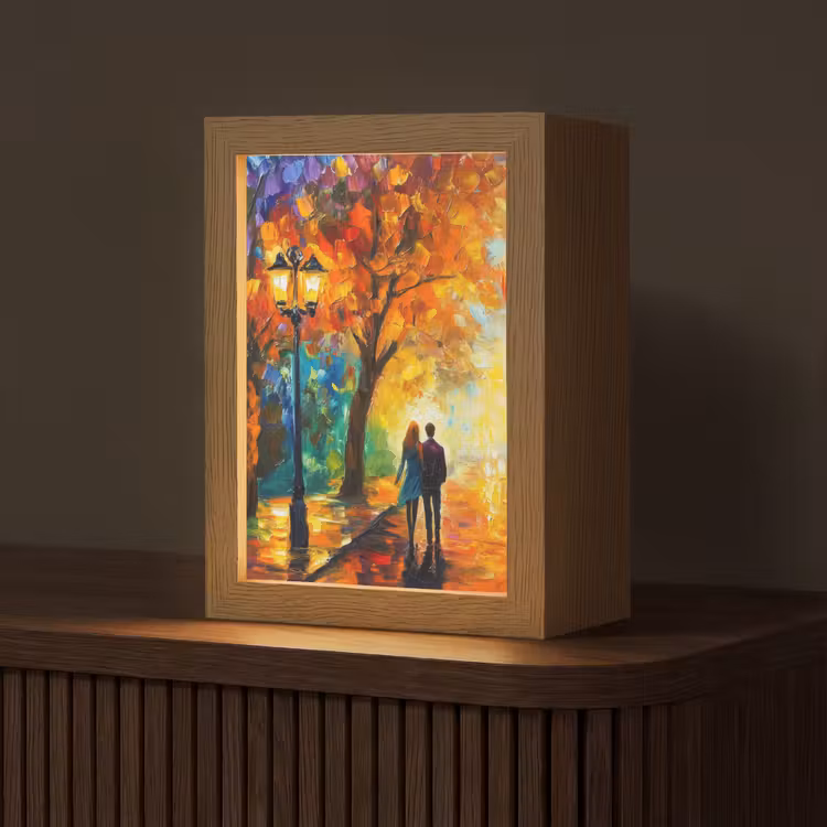 Koppel - Liefde - Bos - Kunst Light Box met kabel (Tafellamp) klein -z3d_website