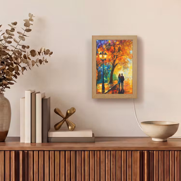 Koppel - Liefde - Bos - Kunst Light Box met kabel (Tafellamp) klein -sfeer2