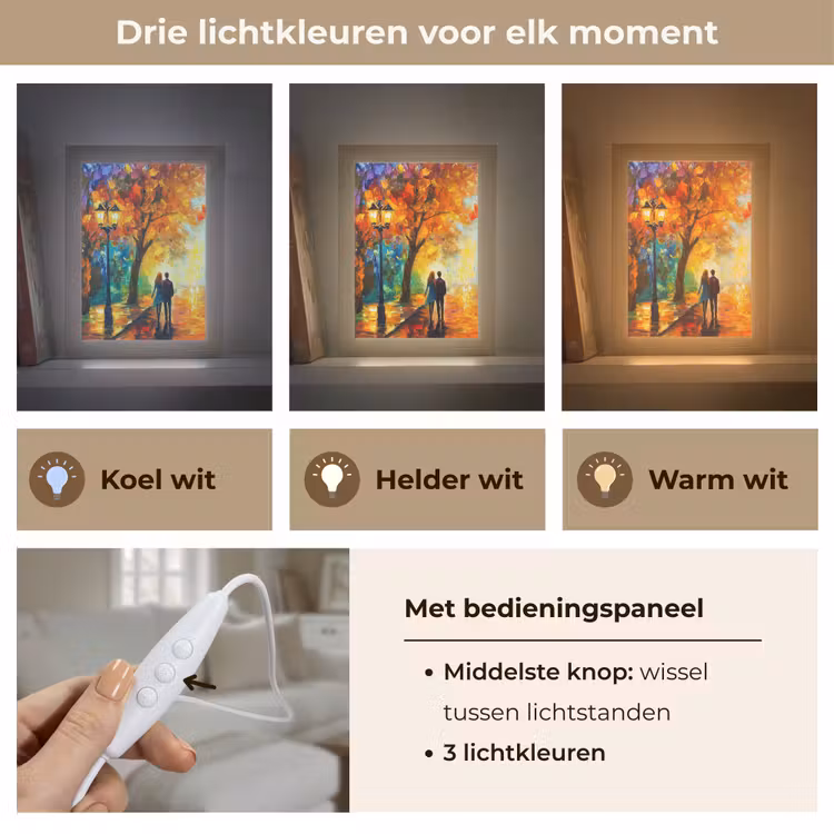 Koppel - Liefde - Bos - Kunst Light Box met kabel (Tafellamp) klein -USP_lichtkleurNL