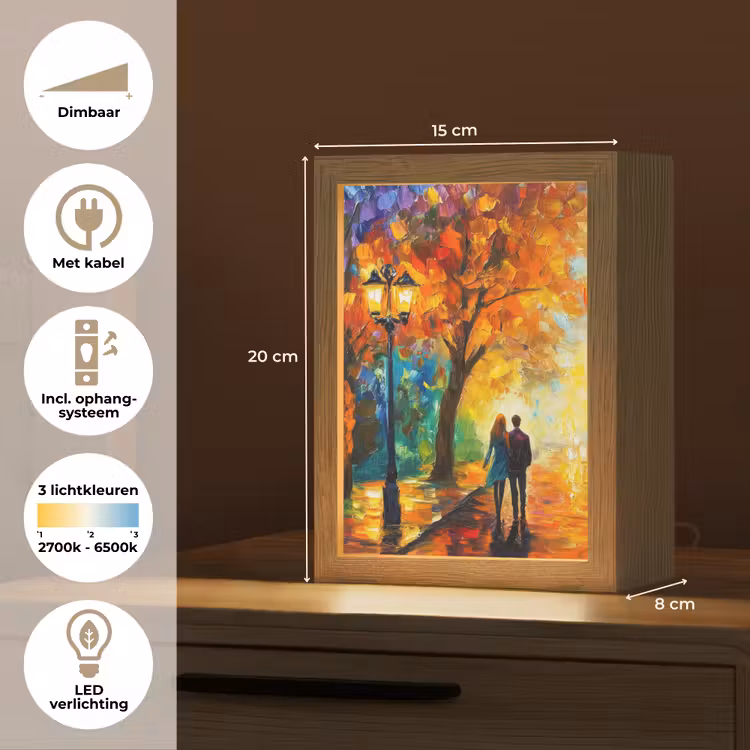 Koppel - Liefde - Bos - Kunst Light Box met kabel (Tafellamp) klein -USP_NL