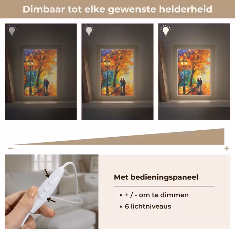 Koppel - Liefde - Bos - Kunst Light Box met kabel (Tafellamp) klein -USP_dimbaarNL