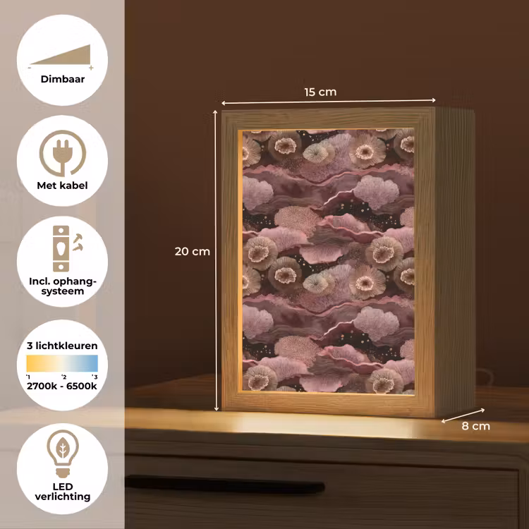 Koraal - Organisch - Roze Light Box met kabel (Tafellamp) klein 925 -USP_NL