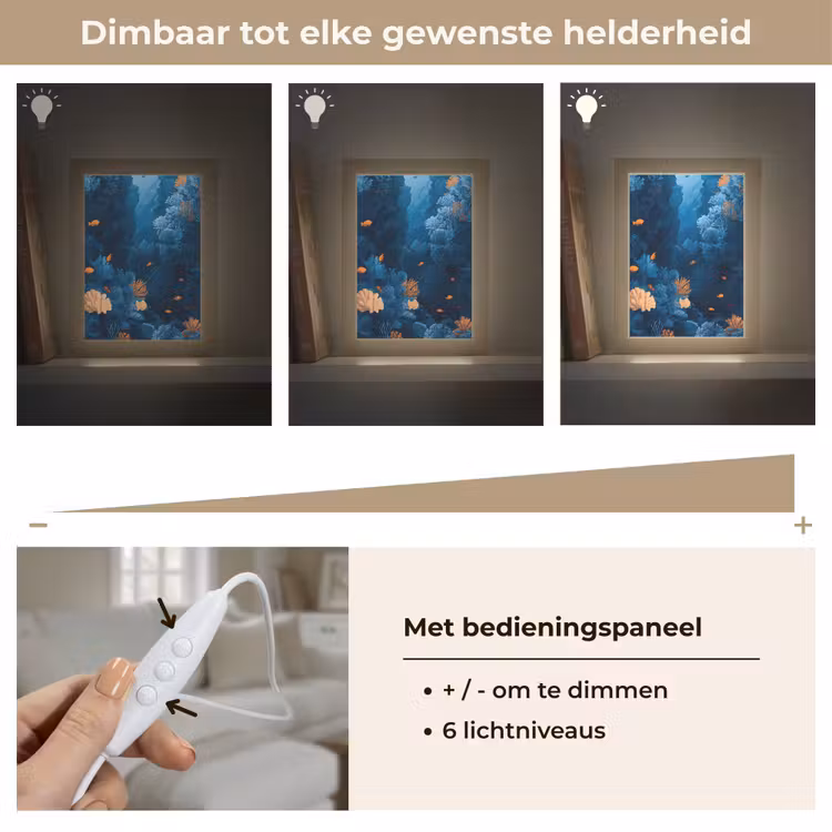 Koraalrif - Vissen - Oceaan - Blauw Light Box met kabel (Tafellamp) klein -USP_dimbaarNL