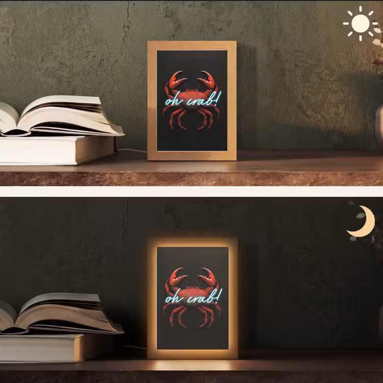 Krab - Rood - Neon - Quote Light Box met kabel (Tafellamp) klein -sfeer3