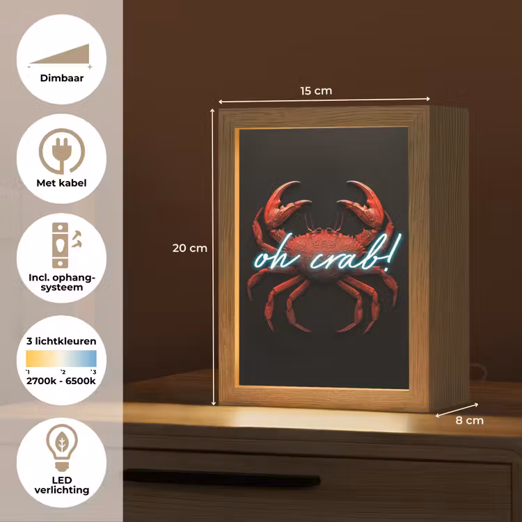 Krab - Rood - Neon - Quote Light Box met kabel (Tafellamp) klein -USP_NL