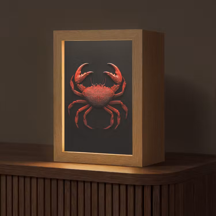 Krab - Rood - Vissen - Schaaldieren Light Box met kabel (Tafellamp) klein -z3d_website