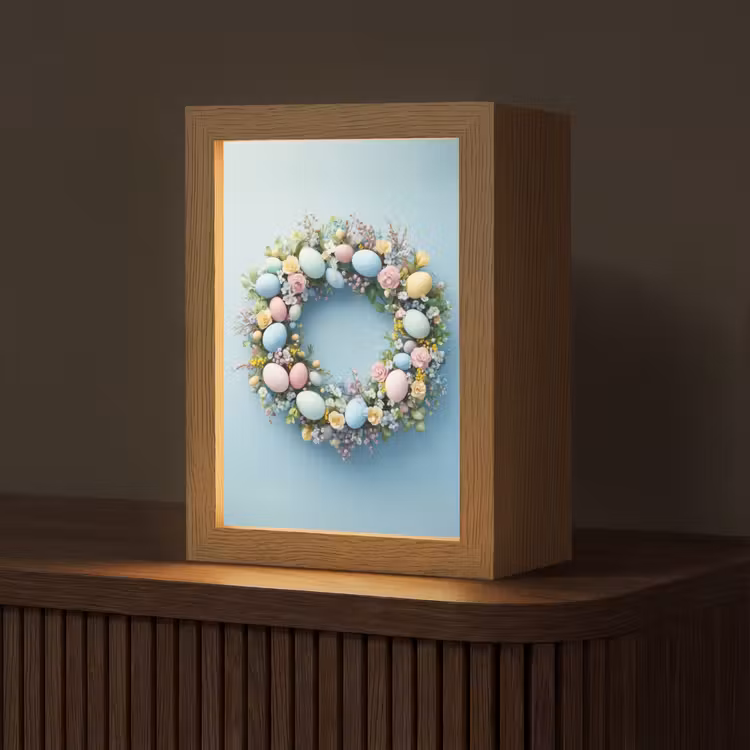 Krans - Eieren - Bloemen Light Box met kabel (Tafellamp) klein -z3d_website