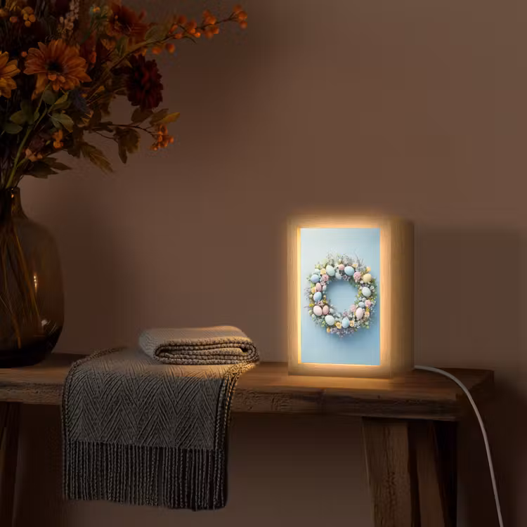 Krans - Eieren - Bloemen Light Box met kabel (Tafellamp) klein -sfeer4