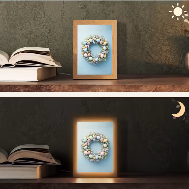 Krans - Eieren - Bloemen Light Box met kabel (Tafellamp) klein -sfeer3