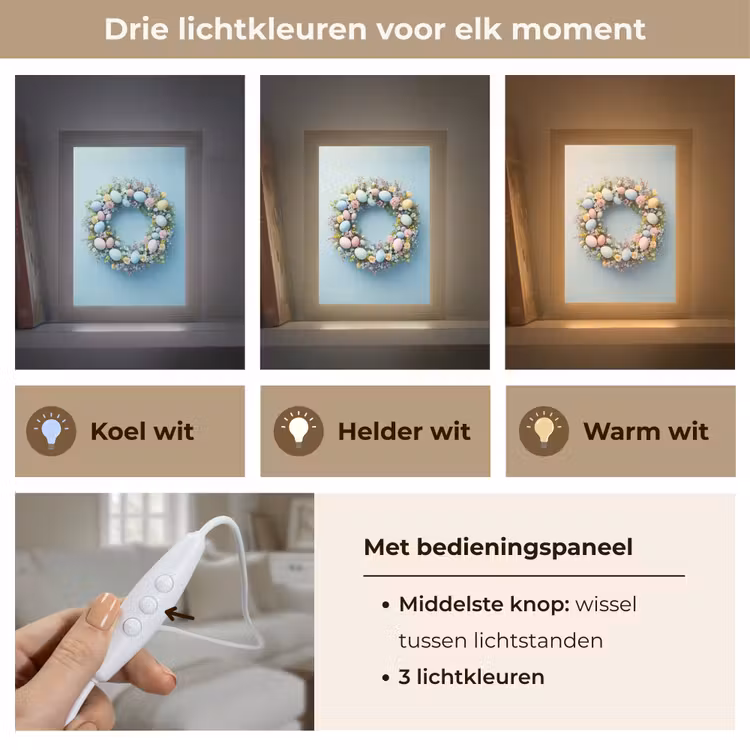 Krans - Eieren - Bloemen Light Box met kabel (Tafellamp) klein -USP_lichtkleurNL