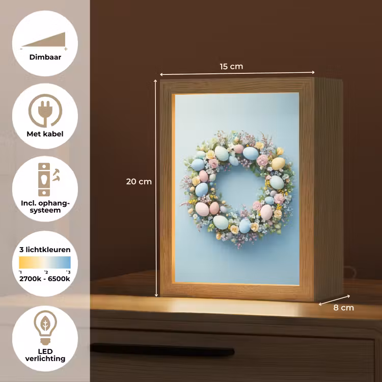 Krans - Eieren - Bloemen Light Box met kabel (Tafellamp) klein -USP_NL