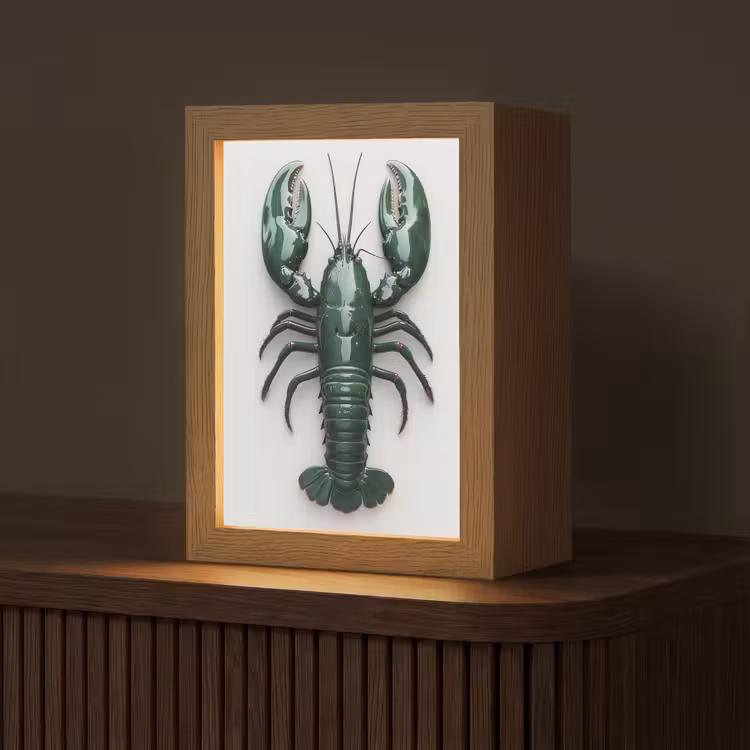 Kreeft - Glossier - Groen - Wit Light Box met kabel (Tafellamp) klein -z3d_website