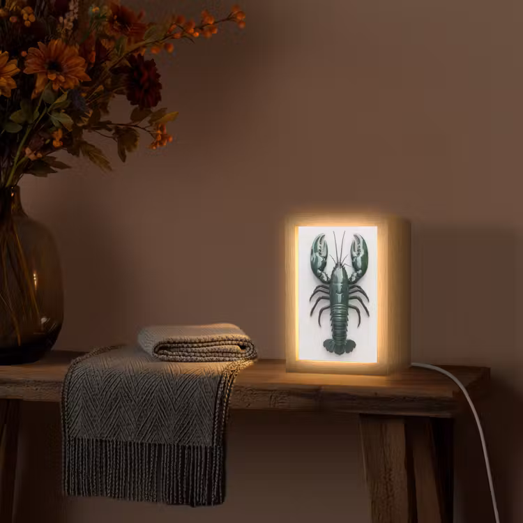 Kreeft - Glossier - Groen - Wit Light Box met kabel (Tafellamp) klein -sfeer4
