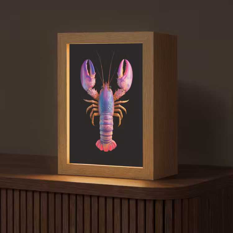 Kreeft - Paars - Roze - Zwart - Stippen - Lila Light Box met kabel (Tafellamp) klein -z3d_website