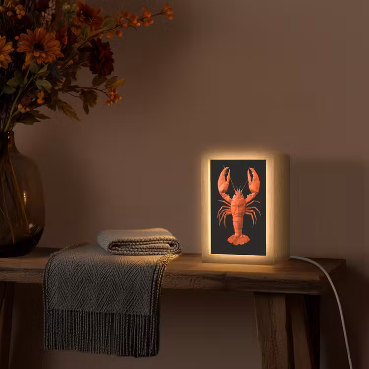 Kreeft - Papier - Origami papier - Rood Light Box met kabel (Tafellamp) klein -sfeer4