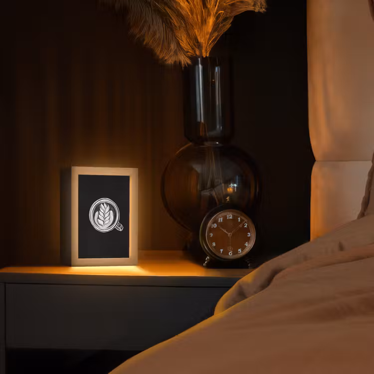 Krijttekening - Koffie - Latte art Light Box met kabel (Tafellamp) klein -sfeer1