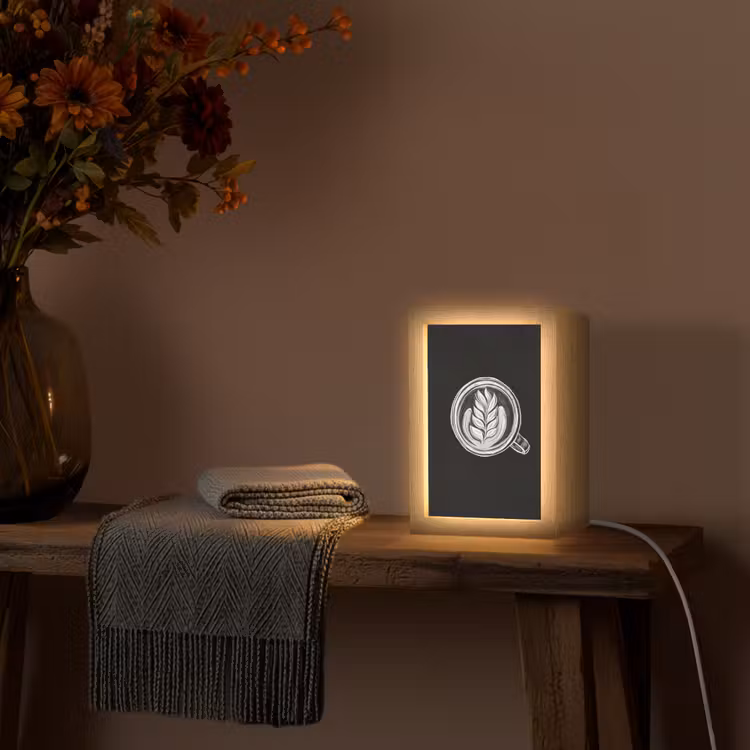 Krijttekening - Koffie - Latte art Light Box met kabel (Tafellamp) klein -sfeer4