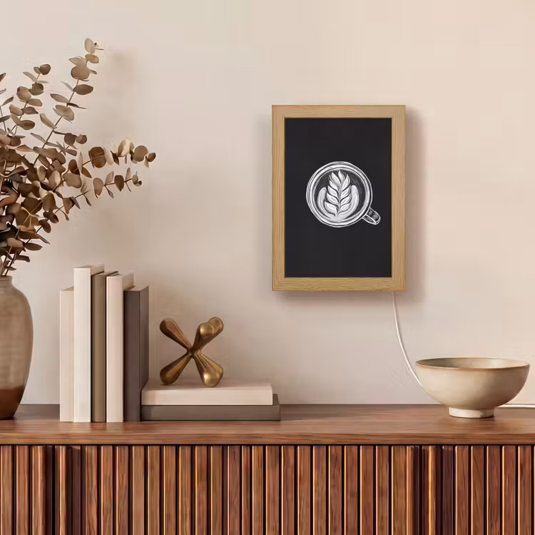 Krijttekening - Koffie - Latte art Light Box met kabel (Tafellamp) klein -sfeer2