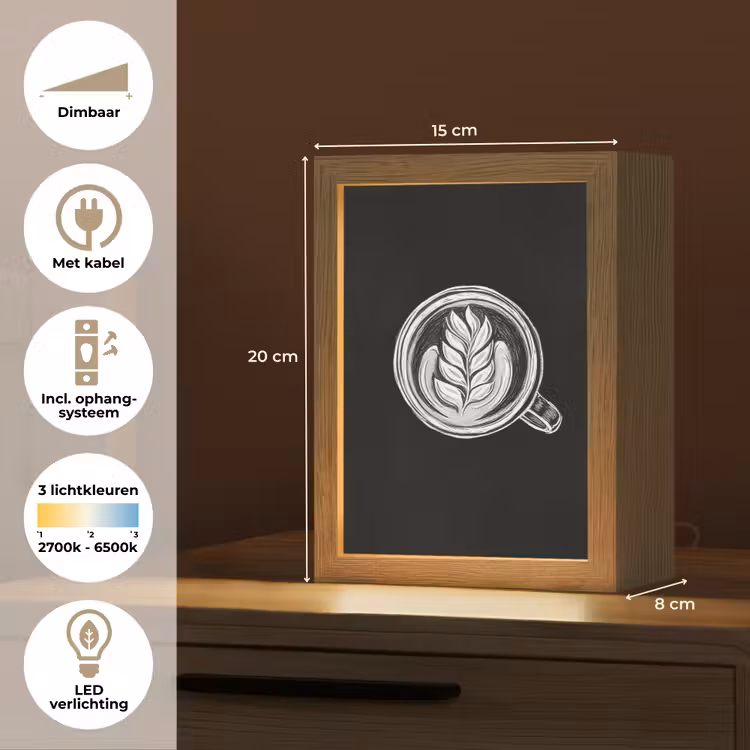 Krijttekening - Koffie - Latte art Light Box met kabel (Tafellamp) klein -USP_NL