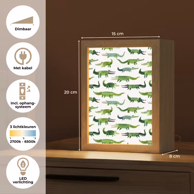 krokodillen - Speels - Groen Light Box met kabel (Tafellamp) klein 925 -USP_NL