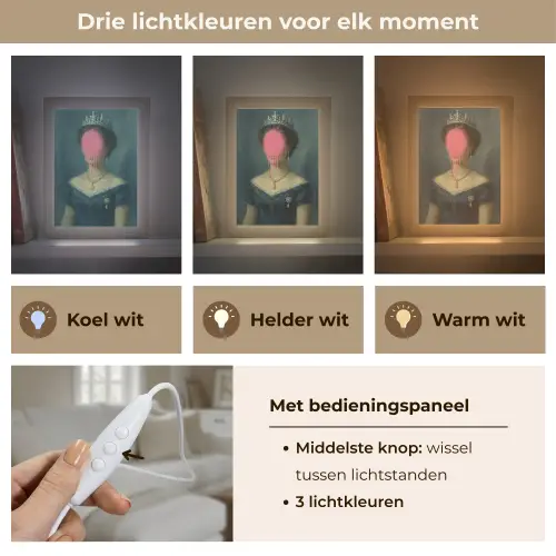 Kroon - Roze druipend verf - Portret Light Box met kabel (Tafellamp) klein -USP_lichtkleurNL